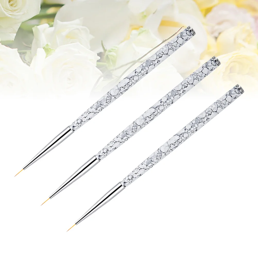 

3pcs Art Liner Brushes 5/7/9Mm Fine Tip Nylon Bristle For Diy Precision Drawing Tools Nail Art Pen Manicure Tools Nail Brush