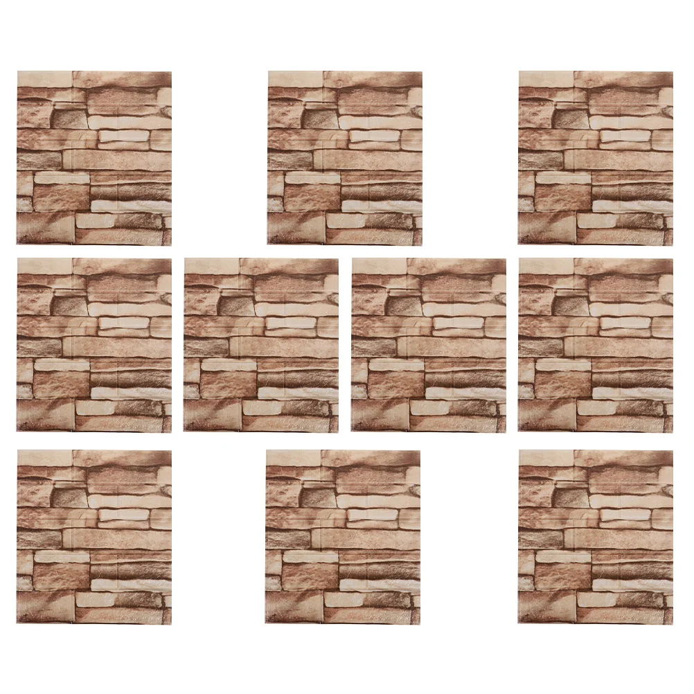

10pcs Self Adhesive 3D Simulated Rock Wall Tiles Peel Stick Waterproof Decorative Tile Decals For Kitchen Bathroom Bedroom Home