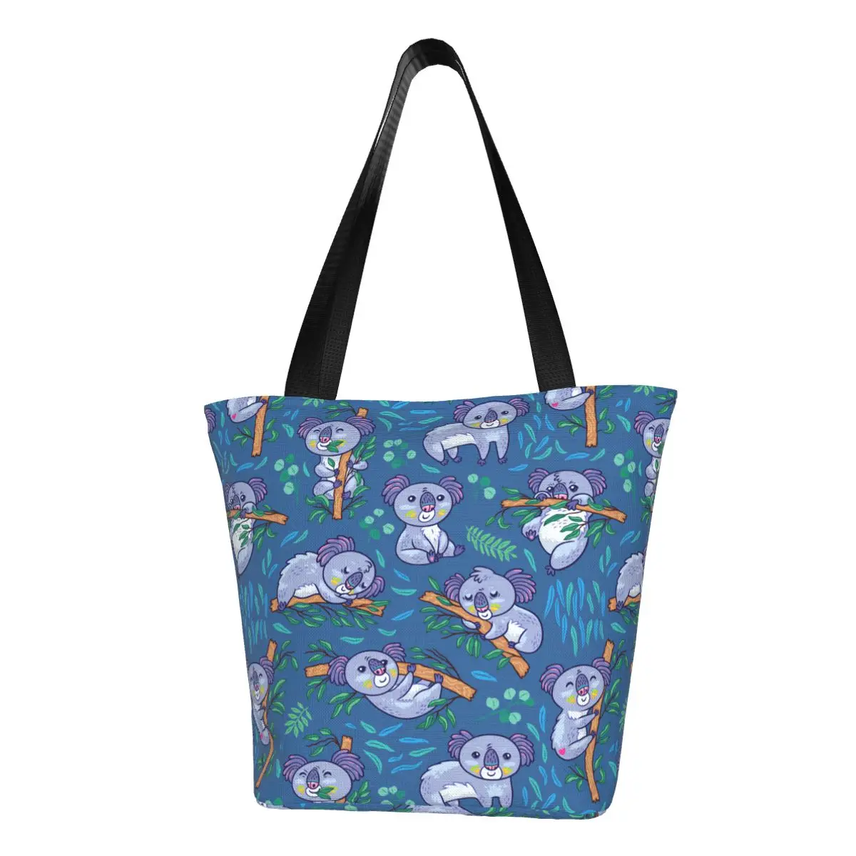 Bolsas de compras con diseño de koalas en el bosque de eucaliptos para mujer, bolsos de hombro de lona con diseño de oso australiano, bolsos de gran capacidad