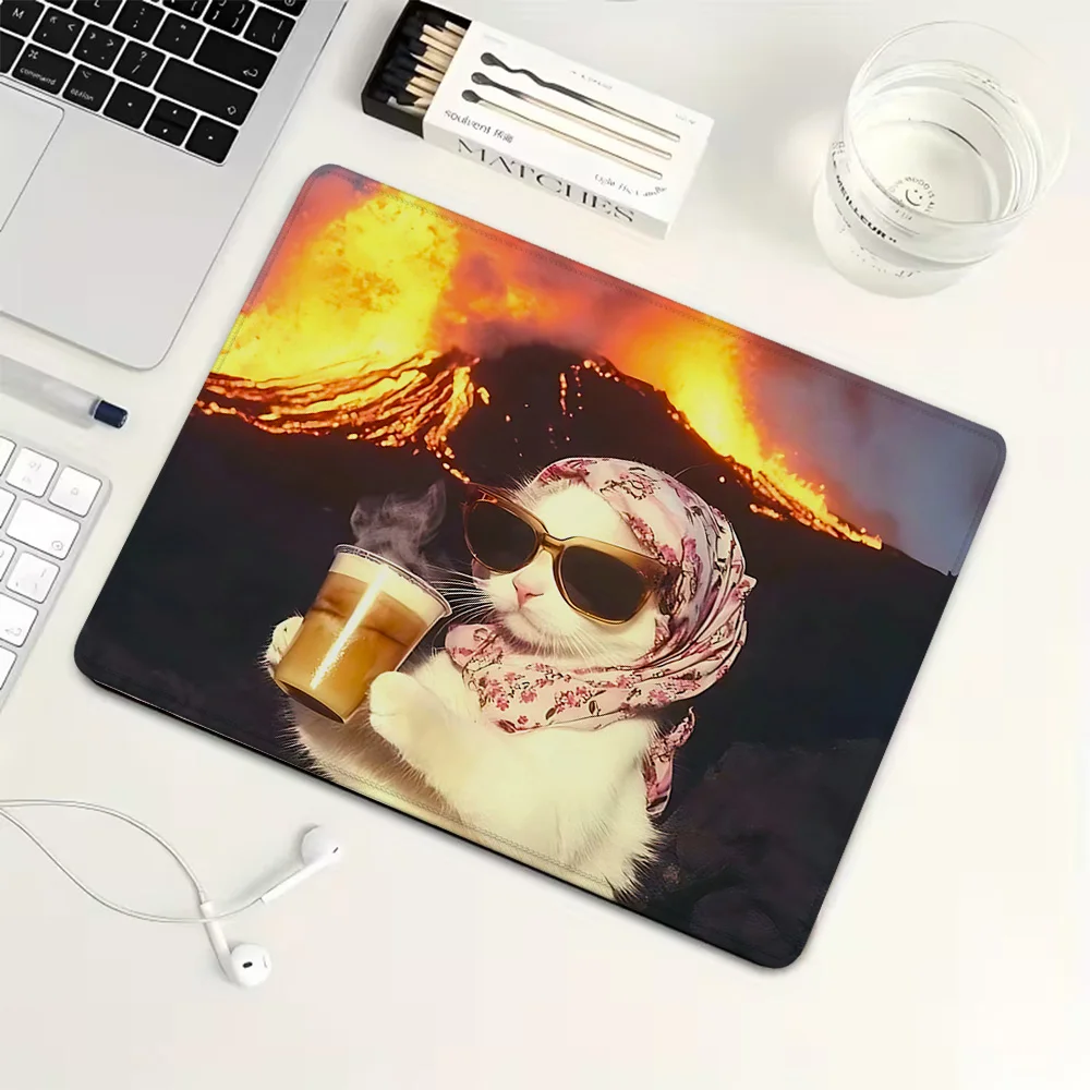 

Cartoon sunglasses hamster Small MousePad Rubber Gaming MousePad Mechanical Keyboard Mat PC Gaming Accessories Computer Desk Pad