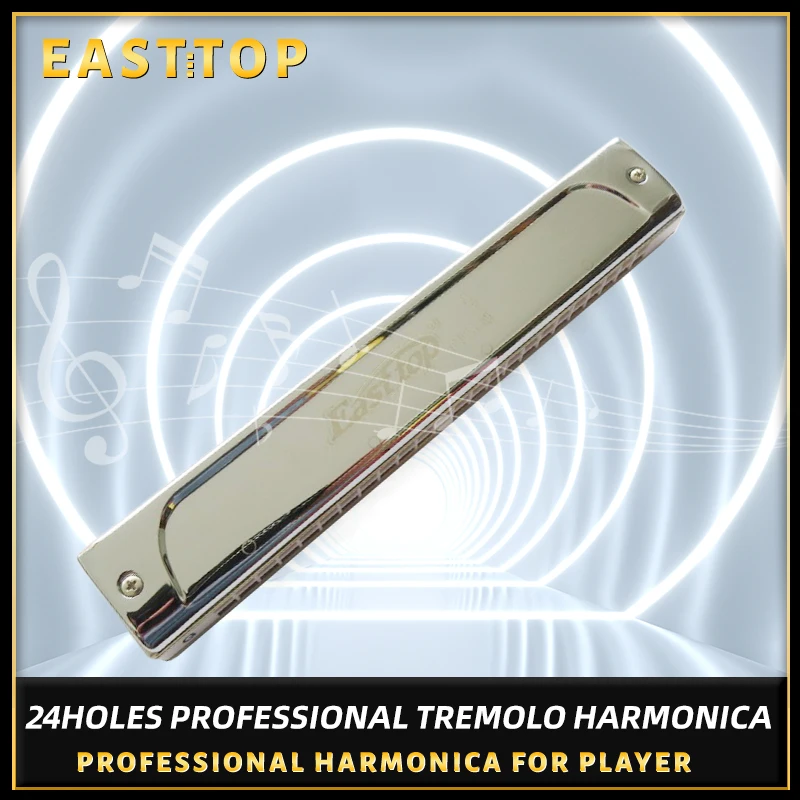 EASTTOP 24holes tremolo harmonica,professional harmonica for player,beginner,gift key of G