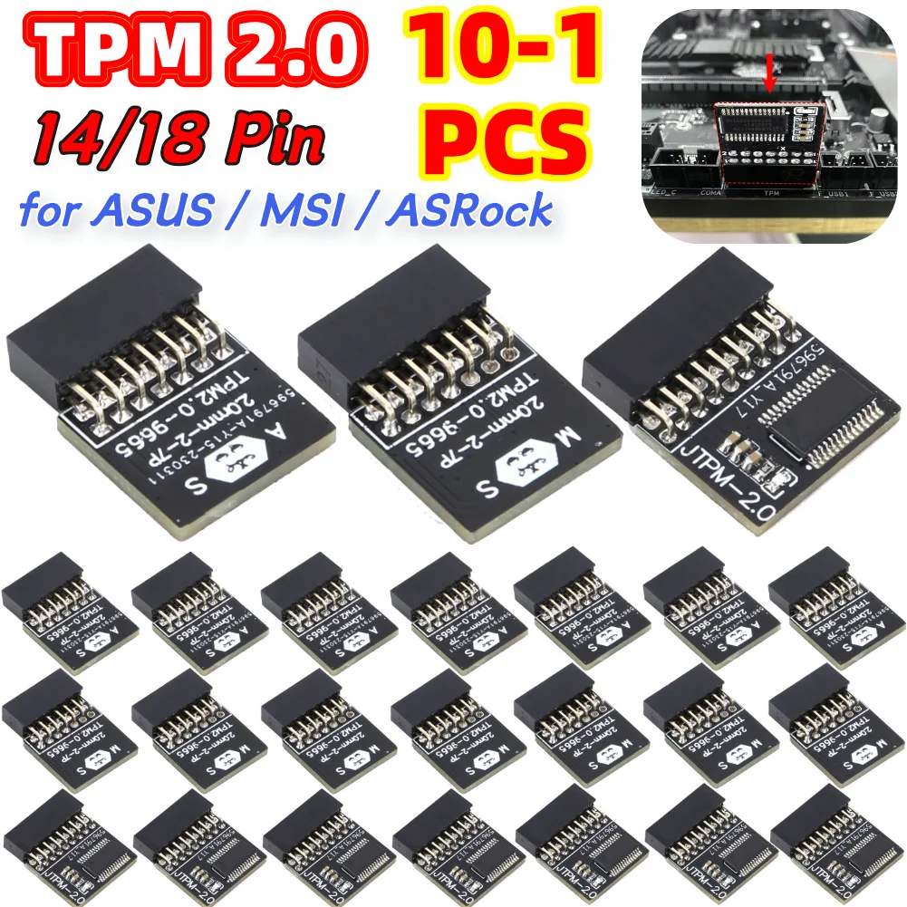 10-1PCS TPM 2.0 Encryption Security Module LPC Interface Motherboard Card Information Cryptography Module for ASUS/MSI/ASRock