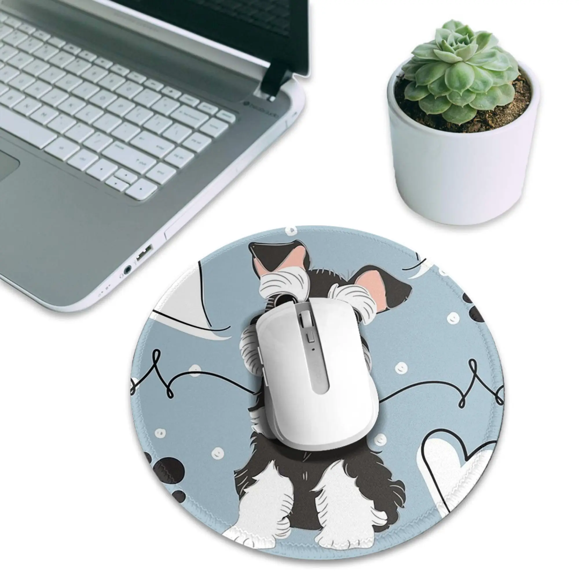 Love Black White Miniature Schnauzer Mouse Pad Computer Keyboard Mouse Mat Gaming Laptop Desk Mat Office Accessories Table Mats