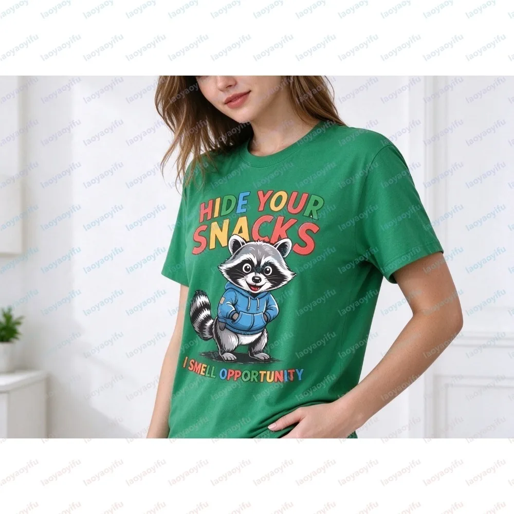 Hide Your Snacks I Smell Opportunity Graphic Unisex T-Shirt Fashion Summer  Short Sleeve Casual Animal Print Top Graphic Tees