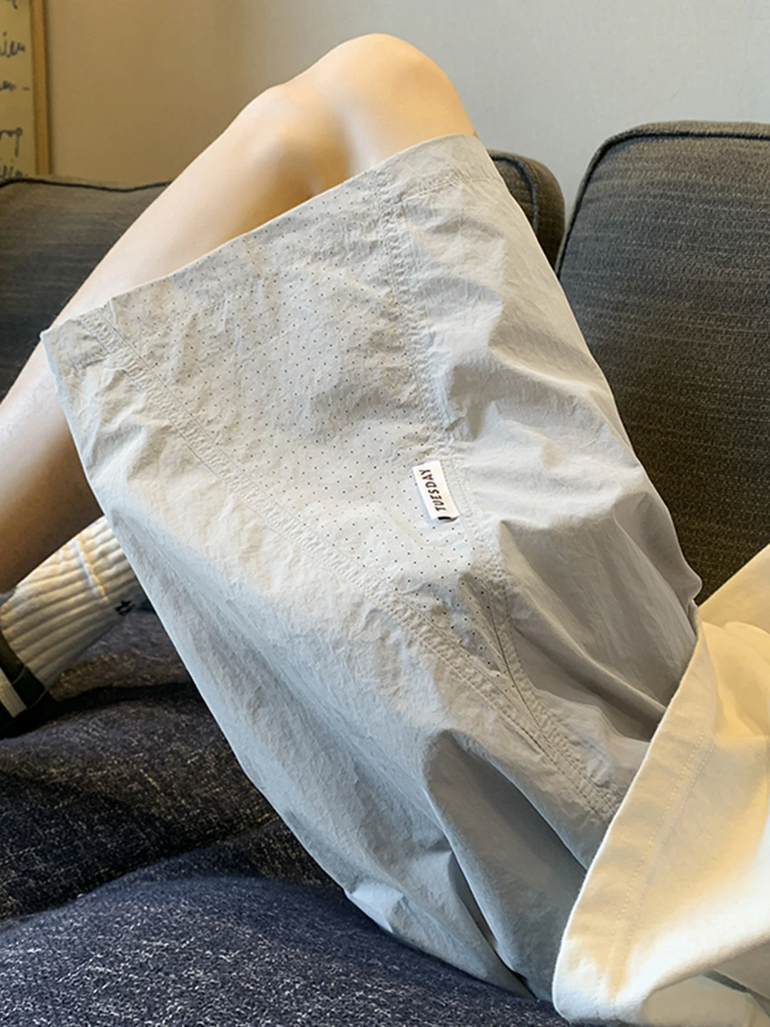 

Light ey American Splice orts Men's Summer Qui Dry Thin Fitn Sports Vintage Five-Part Pants Straight Leg mid Waist