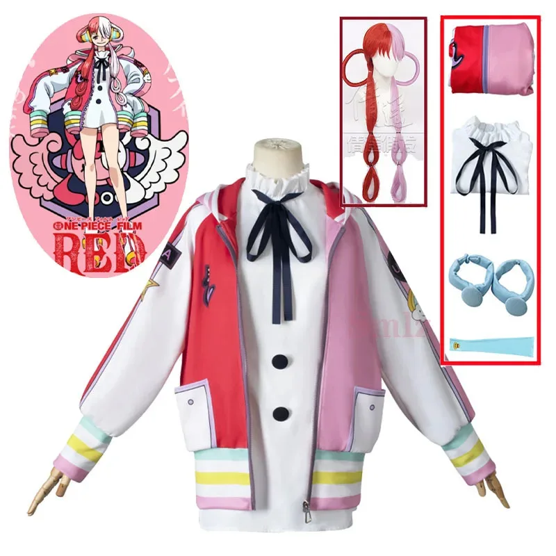 

FILM Merah UTA Cosplay Anime ONE PIECE cosplay costume Shanks daughter girl pink jacket skirt sleeves woman dress coat suit