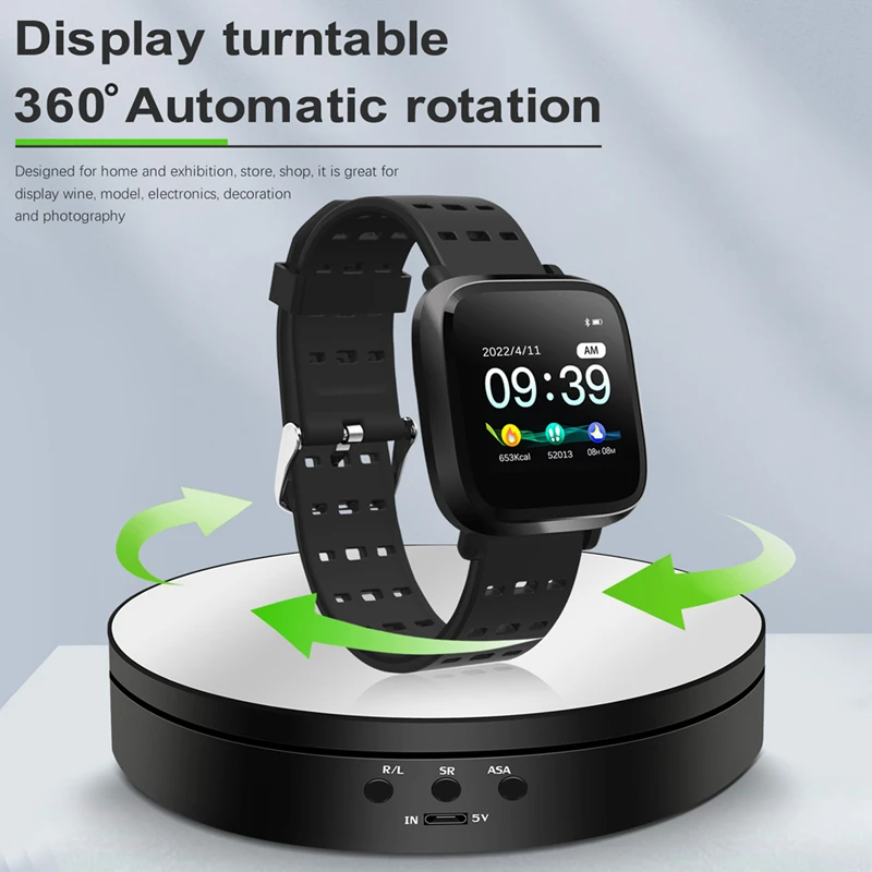 3 Speeds Electric Rotating Display Stand Mirror 360 Degree Turntable Jewelry Holder Battery Display Photography Video