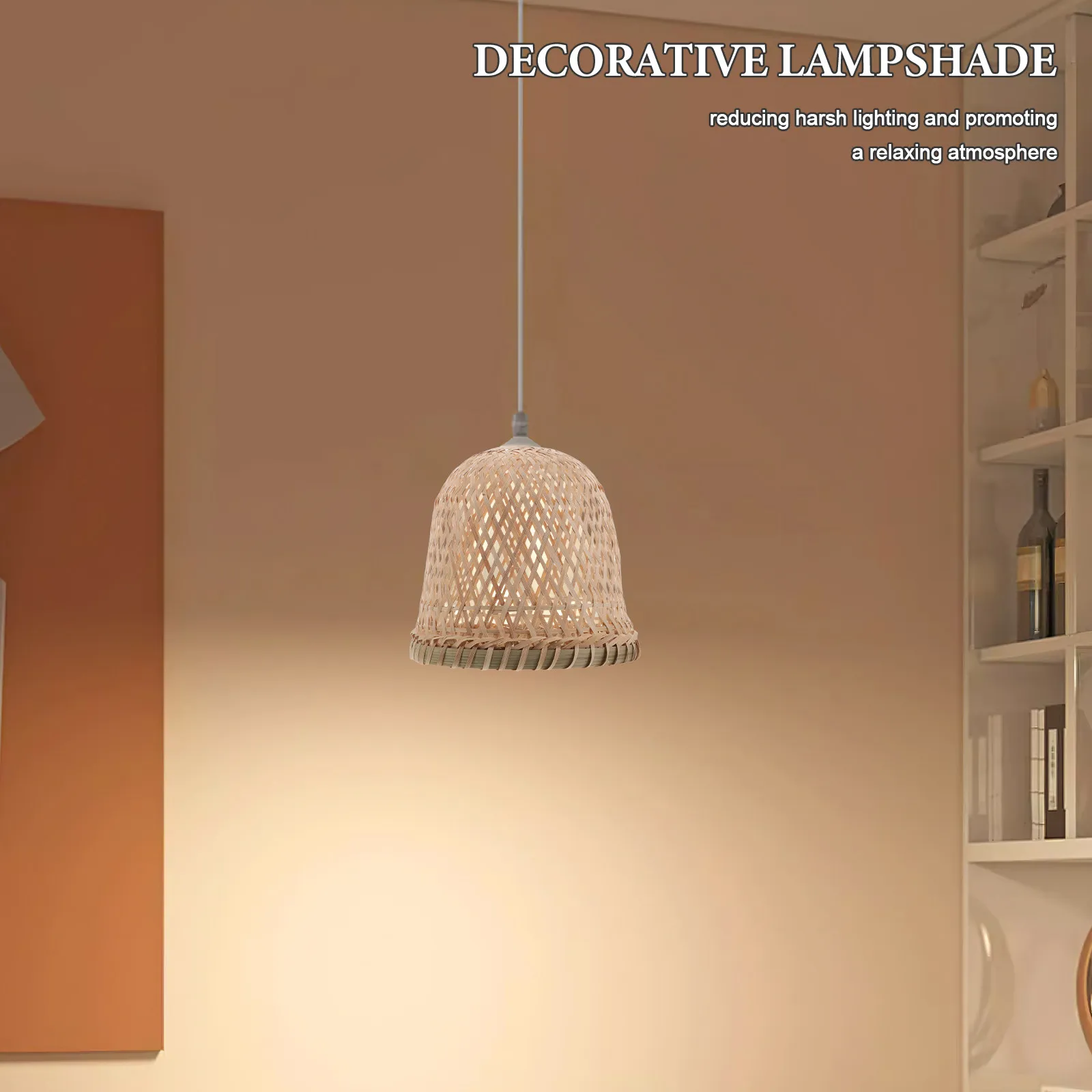 Handwoven Bamboo Lampshade Vintage Light Shade Decorative Rustic Boho Country Style Lamp Cover for Home Hotel Bamboo Lantern