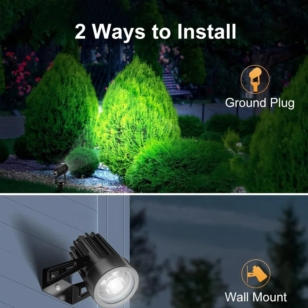 Projecteur Solaire 2 en 1, Éclairage d'Extérieur, Étanche IP67, Réglable, RVB, 10W, pour Pelouse, Paysage, Jardin