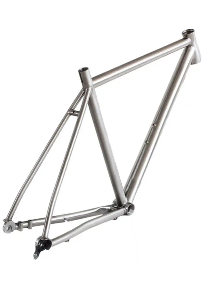 Titanium Alloy Bike Frame Gravel Road Bicycle Frame Set with Carbon Fork, Thru Axle, Handlebar