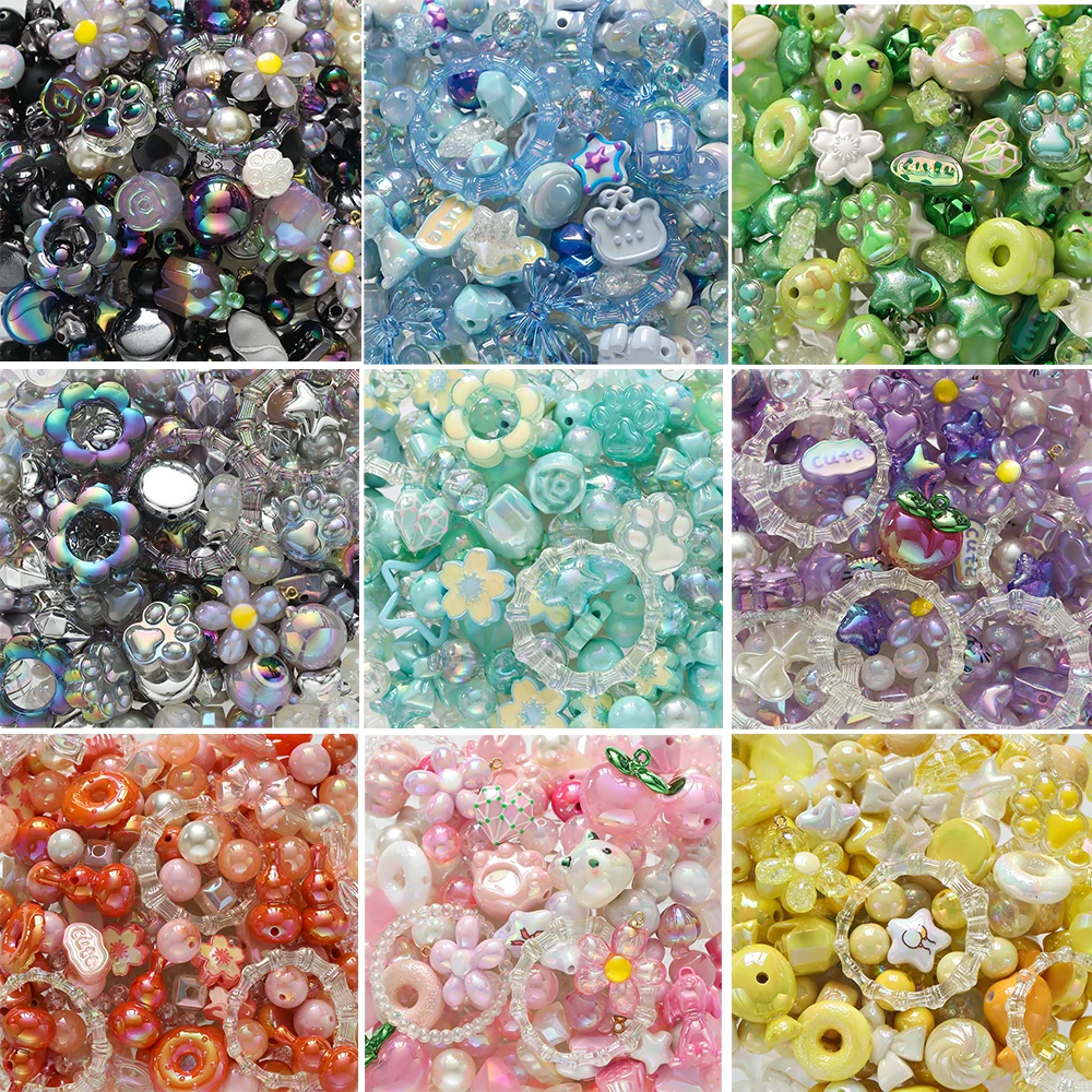 20grams 12~50mm Acrylic Mixed Beads Loose Spacer Beads for Jewelry Making DIY Bracelet Necklace Earring Accessories