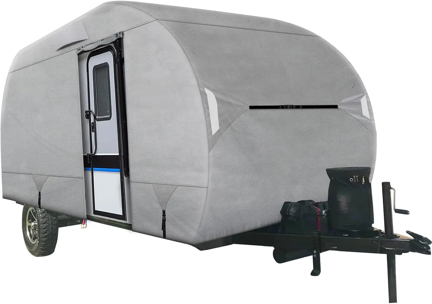 Leader Accessories R-POD Cover Travel Trailer RV Cover Teardrop Windproof Extra Thick with Adhesive Repair Patches (r-pod tt Cover, Model 3 - Up to 17' 7" L)