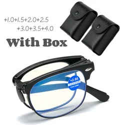 High Quality HD Lens Reading Glasses for Men Women Fashion Half Frame Presbyopia with Glasses Box Classical Folding Eyeglasses