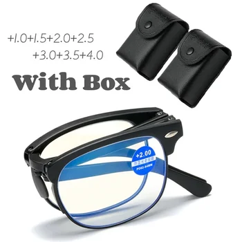 Occhiali da lettura con lenti HD di alta qualità per uomo Donna Moda mezza montatura presbiopia con scatola per occhiali Occhiali pieghevoli classici