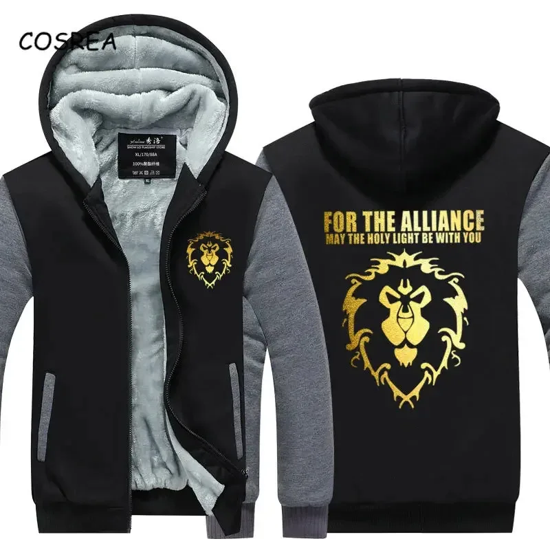Una familia amorosa COSREA Alliance Horde chaqueta cálida de invierno para hombres World Of Warcraft sudaderas con capucha de lana para hombres Dota2 M nuevo 2025