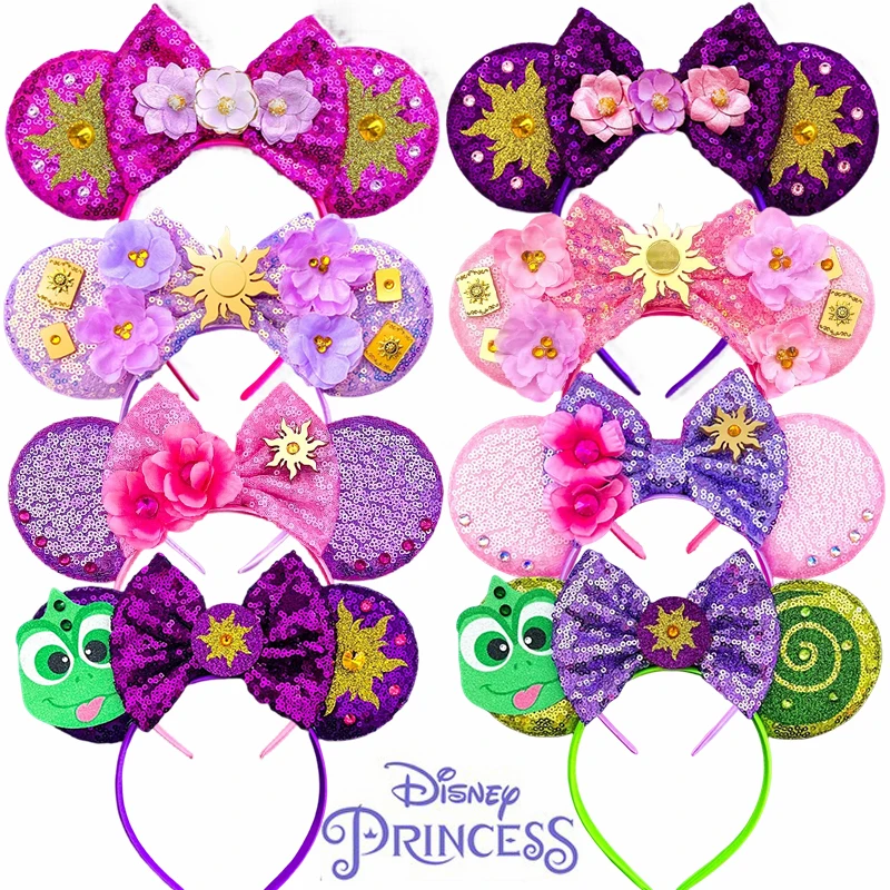 

Disney Rapunzel Ear Headband For Adults Chameleon Hairbands Women Sunflower Sequins Bows Hair Accessories Girls Tangled Headwear