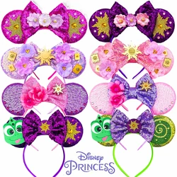 Disney Rapunzel Ear Headband For Adults Chameleon Hairbands Women Sunflower Sequins Bows Hair Accessories Girls Tangled Headwear