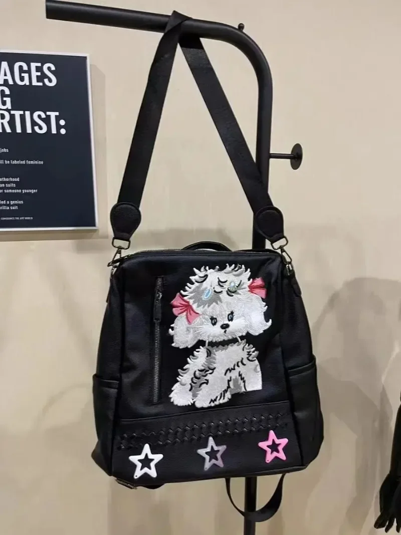 Contrast สีสุนัข Star Mochila Messenger Mochilas Mujer ซิปโรงเรียนกระเป๋าสาวร้อนกระเป๋าเป้สะพายหลัง Y2k Harajuku กระเป๋าสําหรับสตรี