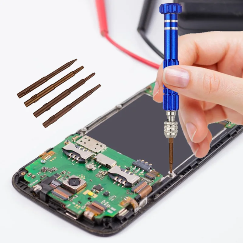 Juego de cabezales de destornillador de desmontaje 5 en 1, Kit de herramientas de reparación de teléfonos móviles, juego completo de destornilladores para reparación electrónica