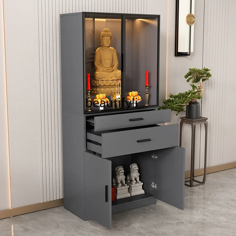 YH Buddhist shrine offering table Buddhist shrine Buddhist cabinet with glass door Incense table Shrine standing cabinet