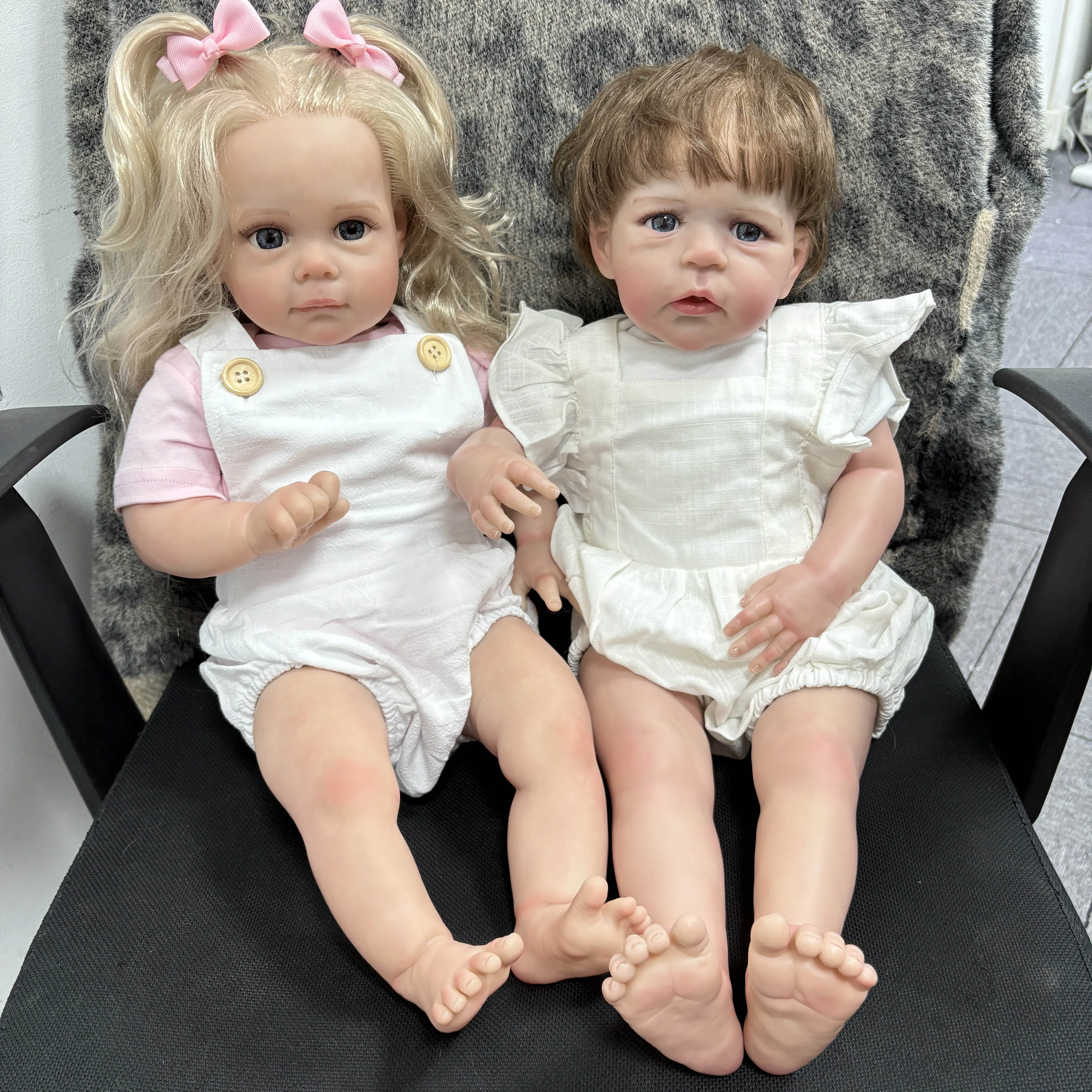 Muñeca Reborn realista de cuerpo de algodón suave Maggi/Sandie de 24 pulgadas, pintura de múltiples capas, piel 3D, venas visibles con pelo de raíz de mano