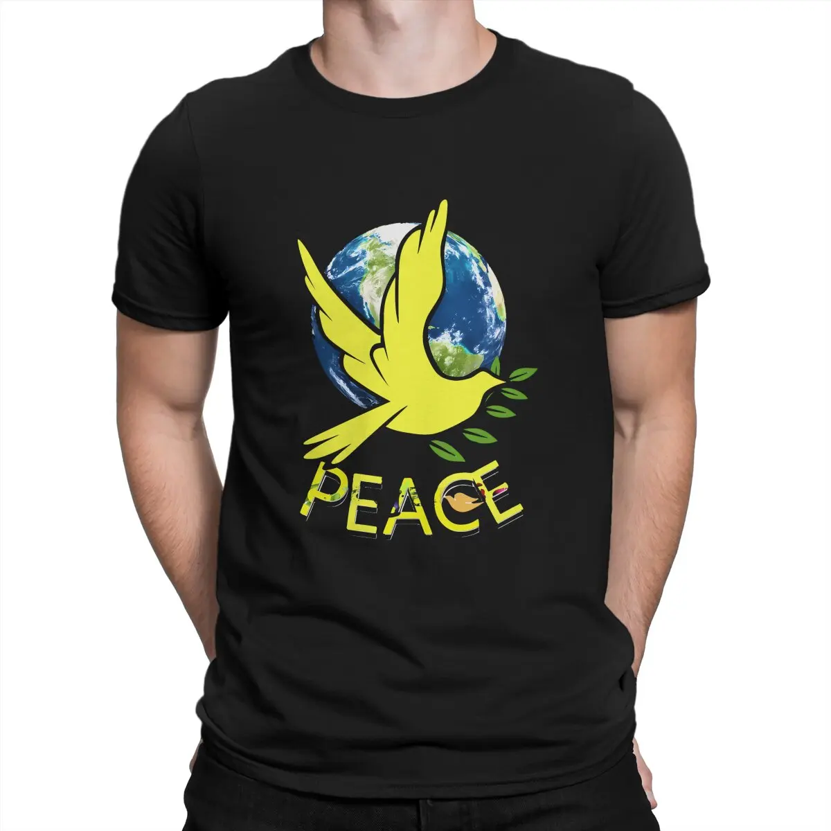 On Earth Newest TShirts Peace Dove Male Style Pure Cotton Tops T Shirt O Neck 