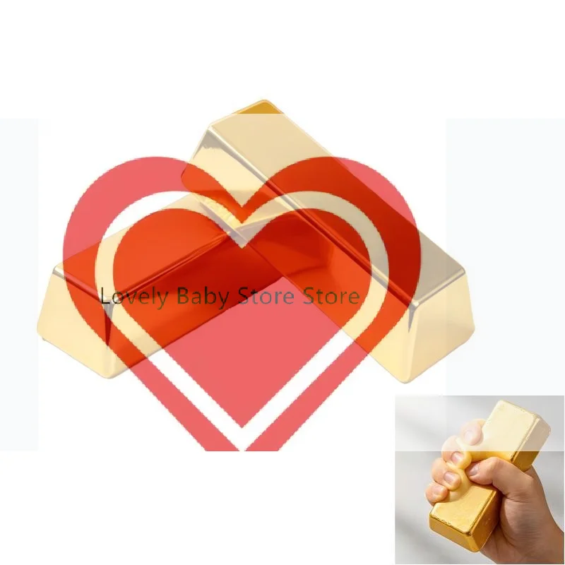 【BS】Simulate Gold Brick Squeeze Slow Rising Stress Relief Toy Realistic Gold Bar Anti-Anxiety Fidget Toy Party Favors