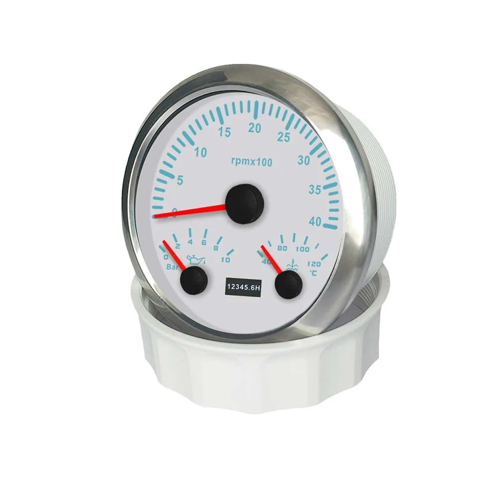 ELING 85mm 3 In1 Multifunctional 3K 4K 6K 8K RPM Tachometer with 10Bar Oil Pressure Water Temp 7 Colors Backlight for Car Boat