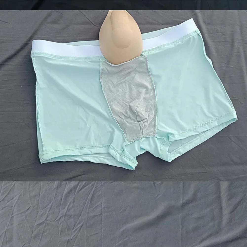 

Men's Ice Silk U-Convex Pouch Briefs Seamlessshorts Low Waist Man Panties Underwear With Enhance Cup Pad