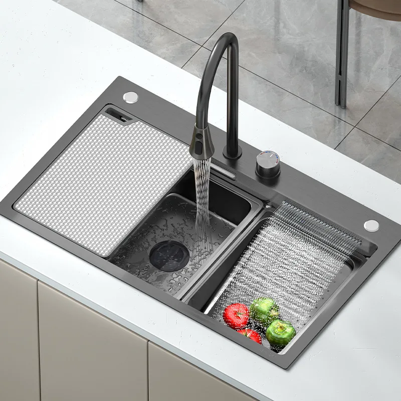 

Rainwater Trough Nano Trough 304 Stainless Steel Kiten Home Vegetable Sink Ash Gun Large Single Trough Storage Rack