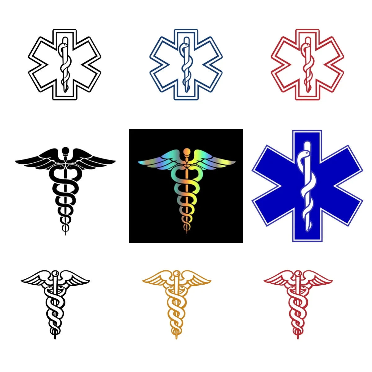 

Star of Life Sign Vinyl Sticker Ambulance Car Window Decor , Caduceus Car Sticker ，Automotive decorative accessories