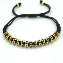 AIBEF Fashion Woven Copper Bracelet for Women Girls Adjustable Rope Cubic Zirconia Bead Bracelet Jewelry 4 Colors Choose
