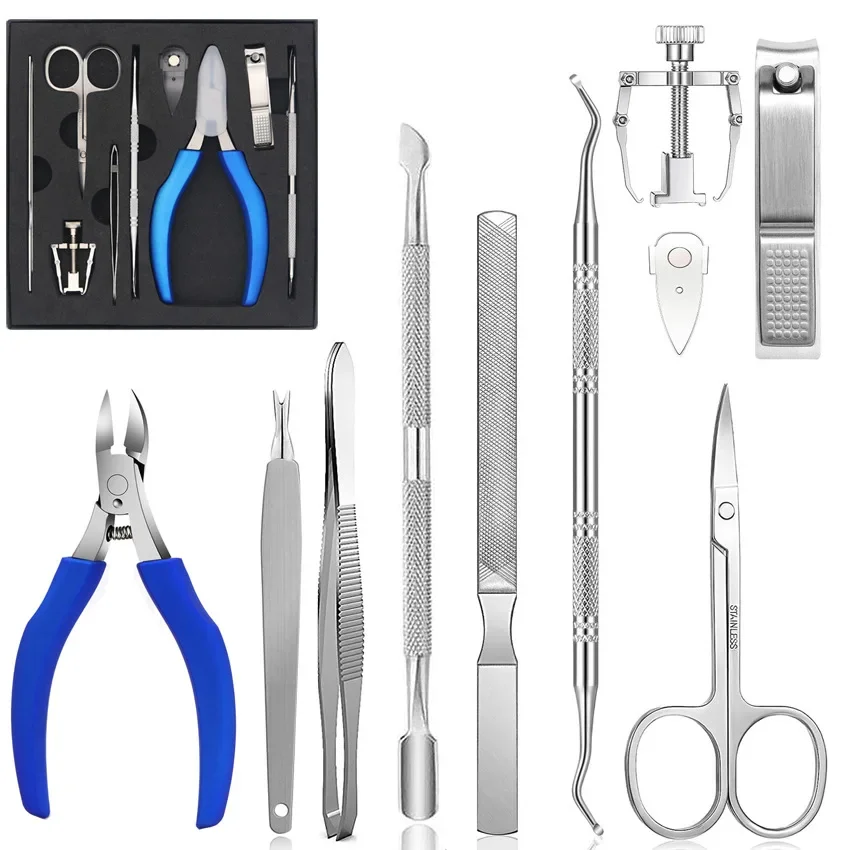 Aço inoxidável Pedicure Faca Set, Nail Nippers, Clipper, Removedor Kit, Alta Qualidade, Profissional, Ingrown Toenail, Pé Cuidados Ferramentas