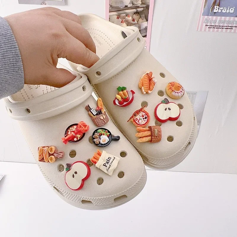 12pcs Hot Sale DIY Hole Shoes Charms Cute Cartoon Food Toy Lobster Accessories Designer Quality Garden Shoe Decoration Girl Gift