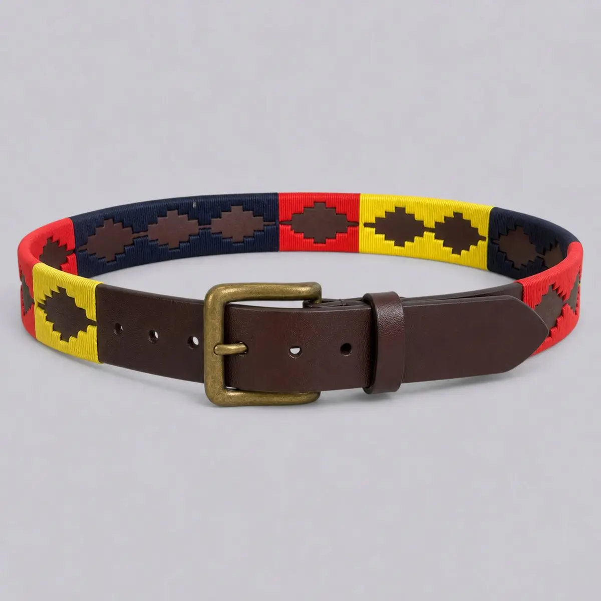 Handmade Braided Equestrian Plastic Belt Coffee Brown Colorful Woven Casual Waist Belt Riding Golf Outdoor Sports and Everyday