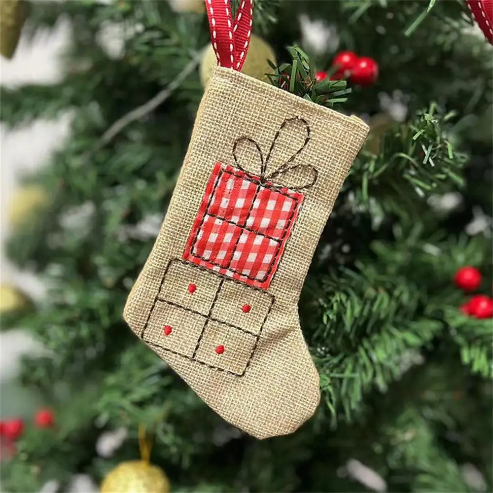 Weihnachts dekorationen Weihnachts baum hängende Ornamente Retro Leinens trümpfe Anhänger Weihnachten Neujahr Süßigkeiten Kekse Geschenk halter