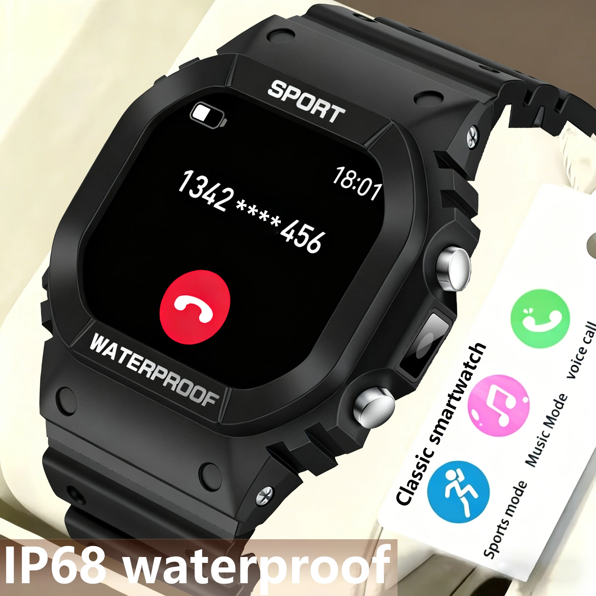 

2026 Men's Smart Watch Flashlight Camera SMS Notification Sports Fitness Tracker Heart Rate BT Call Women's Smart Watch TKTKYY