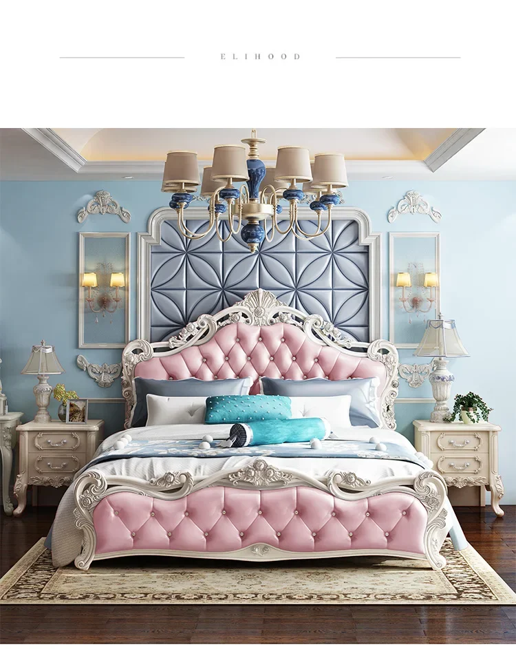 HHHHPink Deluxe Princess Castle Bed Girl Bedroom Double Bed