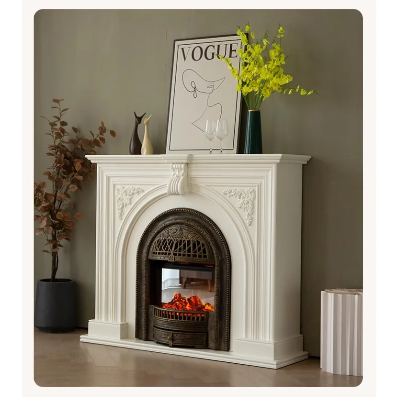 Yucheng Wood Industry/French Retro Fireplace Cabinet Solid Wood Entrance Cabinet Simulation Fire Fireplace Decoration Cabinet, I