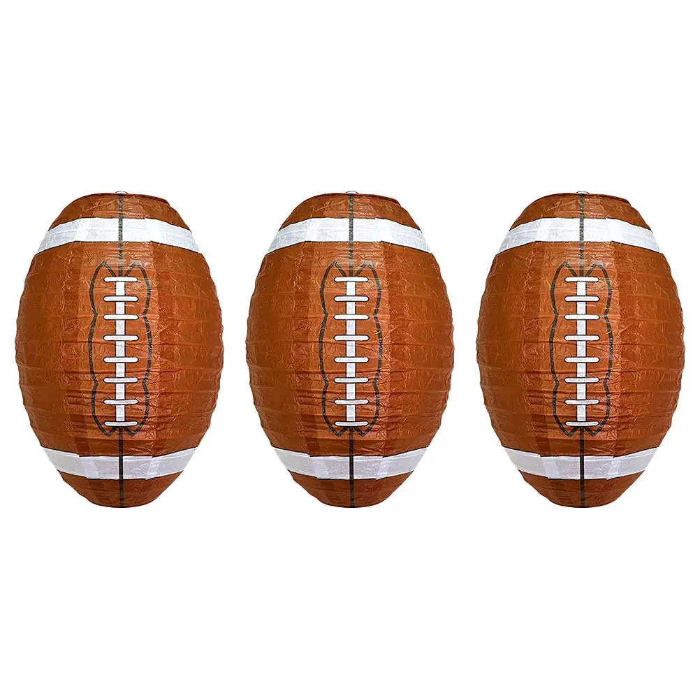 

Набор из 3-х бумажных фонарей с узором в стиле регби: элегантный подвесной декор для спортзалов, ночных банкетов, центральных элементов оформления и освещения сцен