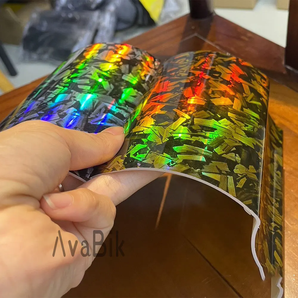 60x152CM Rainbow Gold Gloss PET 9D Forged Carbon Fiber Vinyl Car interior Wrap Motorcycle Sticker With Air Release Low Tack Glue