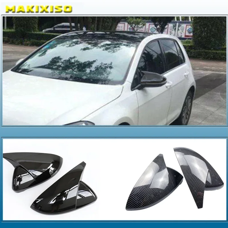 

Fit For VW Golf 7 MK7 MK7.5 GTI R GTE GTD 2013-2020 Glossy Black Rearview Mirror Cover Side Mirror Caps Car Accessories