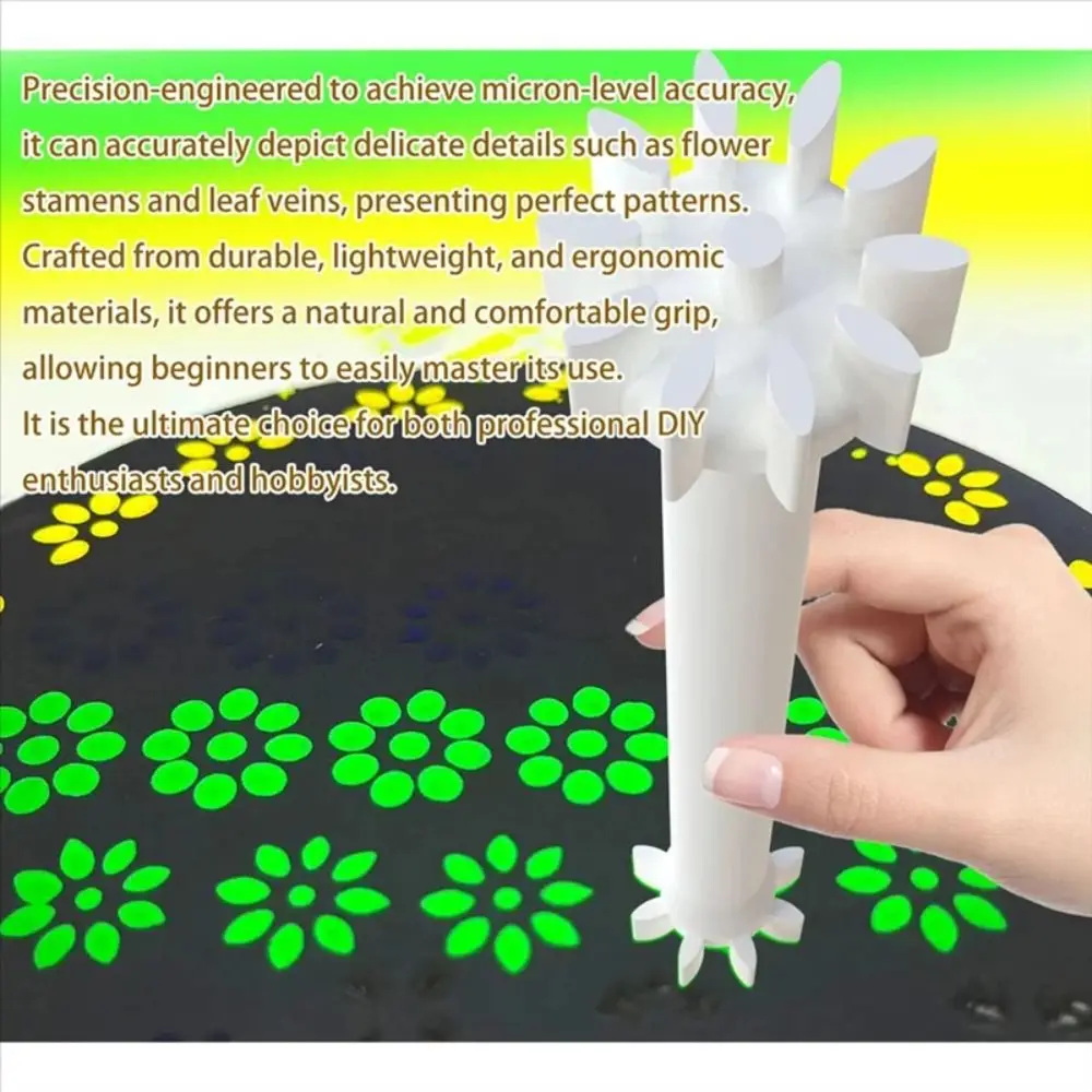 5Pcs 10 Petal Shapes Flower Pattern Dotting Tool Set Double Sided Creative Mandala Dot Art Tools Handmade 3D Printed