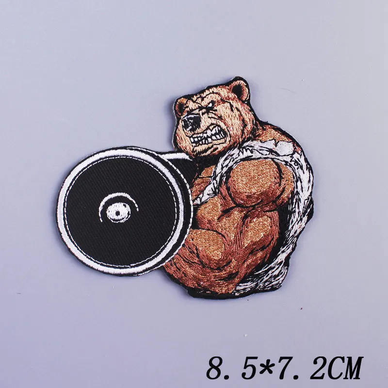 Bear/Skull Patch Iron On Patches For Clothes King Lion/Embroidery Patch Embroidered Patches For Clothing Appliques Punk Stickers