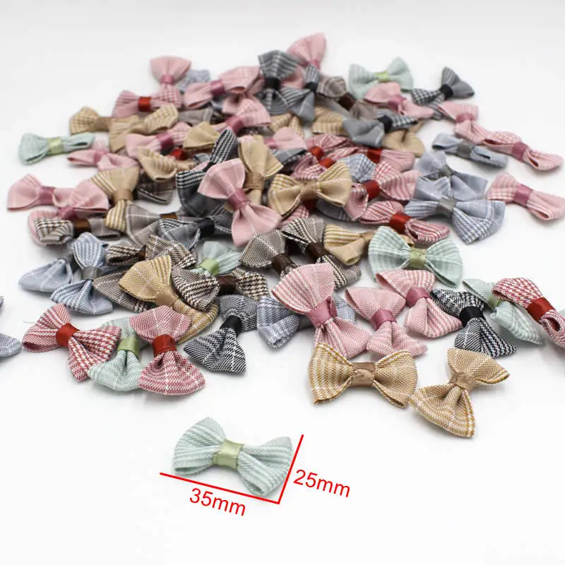 30pcs/bag Solid Ribbon Cloth Bow For Wedding Party Evening Decoration Handmamde Sewing Bow Ties Accessories