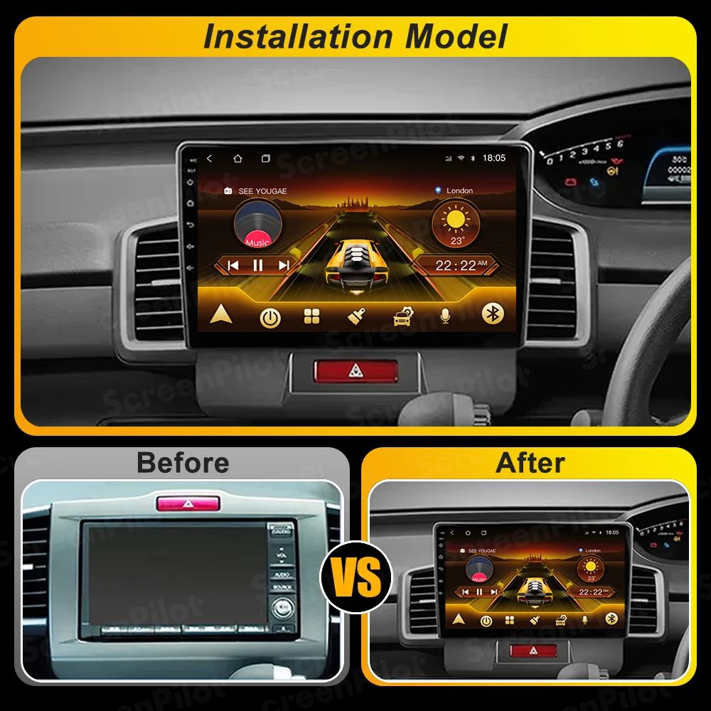 أندرويد 15 لهوندا فريد 1 2008 - 2016 Carplay ستيريو رئيس وحدة أندرويد السيارات راديو السيارة اللاسلكية أندرويد السيارات بلوتوث 10 بوصة