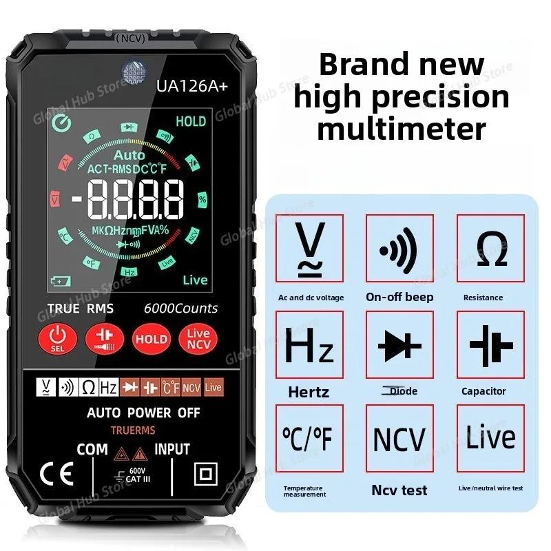 

Multimetro цифровой профессиональный умный переменный ток постоянного напряжения автоматический диапазон температуры емкость Ом NCV True RMS мультиметры тестер инструменты