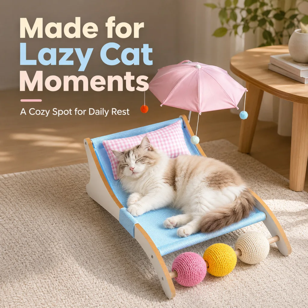 Cat mat bed, beach cool lounge chair, sleeping nest with cat toys, sofa chair