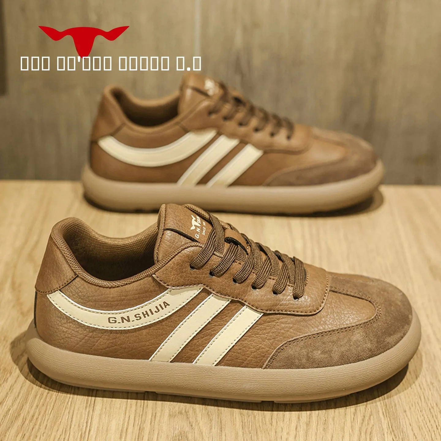 

Bull Fly Men's Soft Bot Casual oes Retro Briti Sle Low Top Leather Sneakers Comfortable Autumn Winter Faion