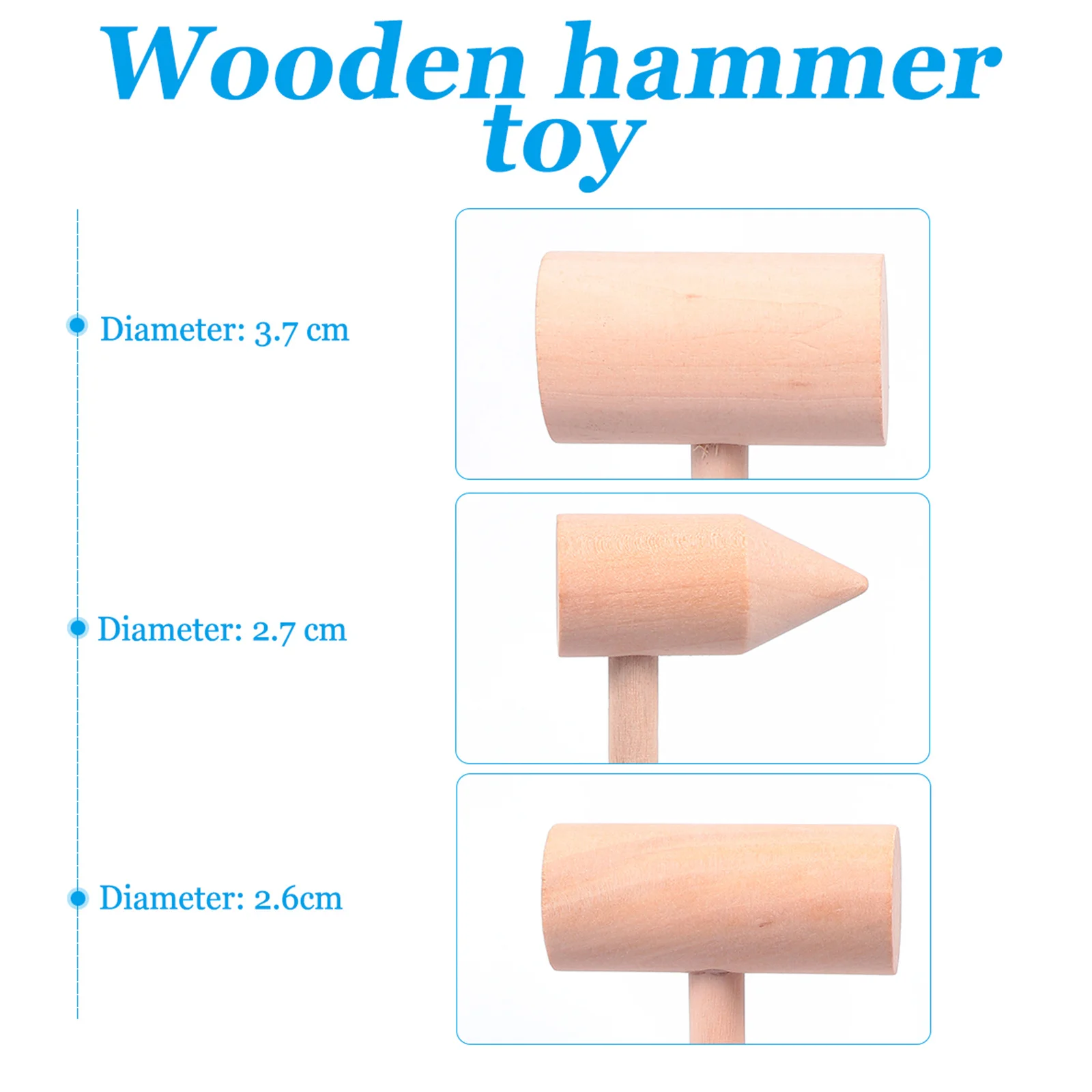 5-teiliger Hammerhammer aus Holz, glatt, sicher, Kindertrainingsgerät für die Muskelentwicklung, Mini-Schlägel für Kinder, Zuhause, Restaurant, Konditorei